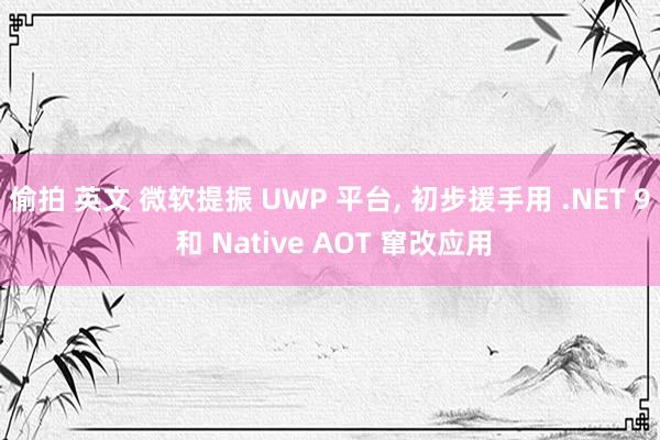 偷拍 英文 微软提振 UWP 平台， 初步援手用 .NET 9 和 Native AOT 窜改应用