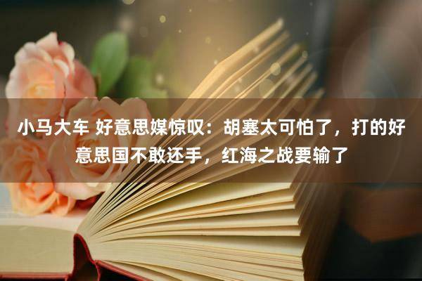 小马大车 好意思媒惊叹：胡塞太可怕了，打的好意思国不敢还手，红海之战要输了