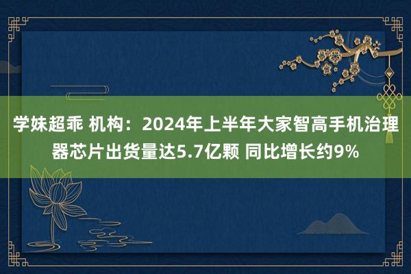 学妹超乖 机构：2024年上半年大家智高手机治理器芯片出货量达5.7亿颗 同比增长约9%