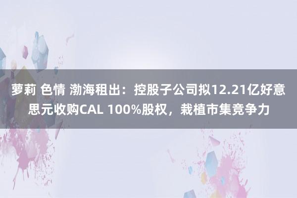 萝莉 色情 渤海租出：控股子公司拟12.21亿好意思元收购CAL 100%股权，栽植市集竞争力