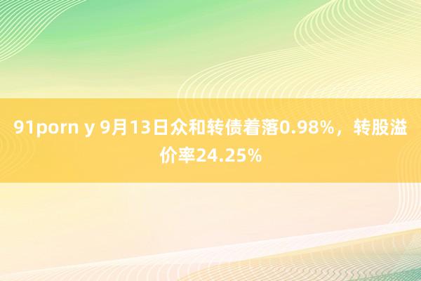 91porn y 9月13日众和转债着落0.98%，转股溢价率24.25%