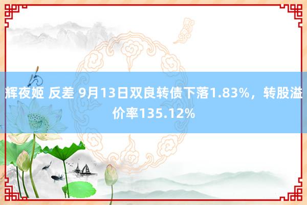 辉夜姬 反差 9月13日双良转债下落1.83%，转股溢价率135.12%