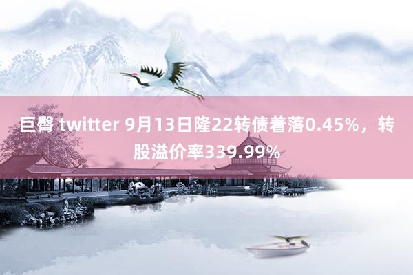 巨臀 twitter 9月13日隆22转债着落0.45%，转股溢价率339.99%