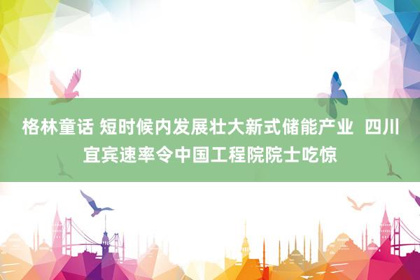 格林童话 短时候内发展壮大新式储能产业  四川宜宾速率令中国工程院院士吃惊