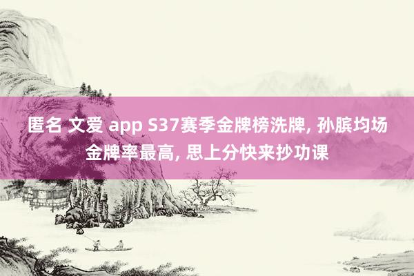 匿名 文爱 app S37赛季金牌榜洗牌, 孙膑均场金牌率最高, 思上分快来抄功课