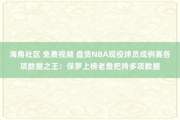 海角社区 免费视频 盘货NBA现役球员成例赛各项数据之王：保罗上榜老詹把持多项数据