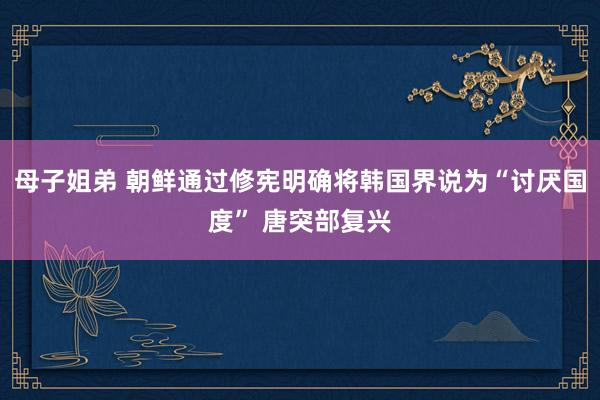 母子姐弟 朝鲜通过修宪明确将韩国界说为“讨厌国度” 唐突部复兴