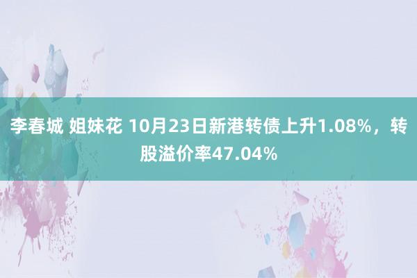 李春城 姐妹花 10月23日新港转债上升1.08%，转股溢价率47.04%