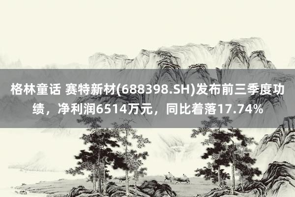 格林童话 赛特新材(688398.SH)发布前三季度功绩，净利润6514万元，同比着落17.74%