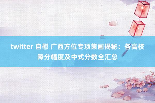 twitter 自慰 广西方位专项策画揭秘：各高校降分幅度及中式分数全汇总