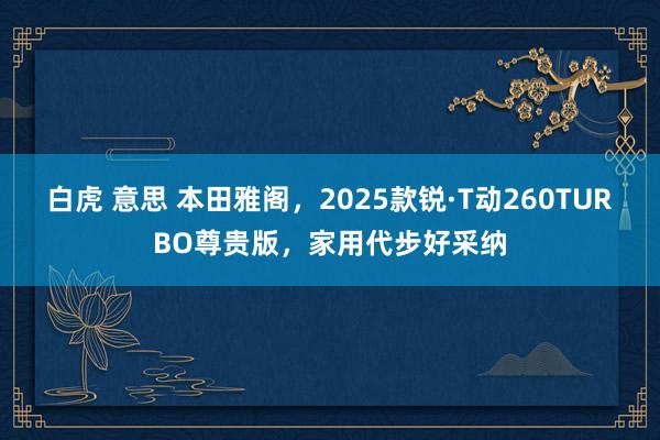 白虎 意思 本田雅阁，2025款锐·T动260TURBO尊贵版，家用代步好采纳