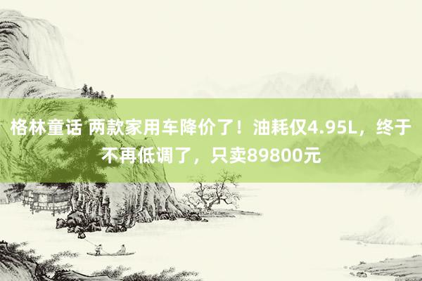 格林童话 两款家用车降价了！油耗仅4.95L，终于不再低调了，只卖89800元