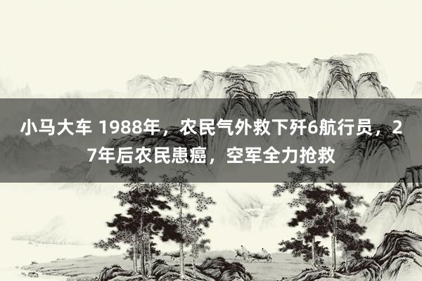 小马大车 1988年，农民气外救下歼6航行员，27年后农民患癌，空军全力抢救