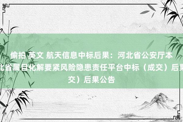 偷拍 英文 航天信息中标后果：河北省公安厅本级河北省属目化解要紧风险隐患责任平台中标（成交）后果公告