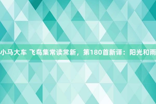 小马大车 飞鸟集常读常新，第180首新译：阳光和雨