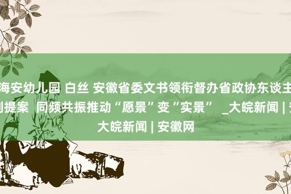 海安幼儿园 白丝 安徽省委文书领衔督办省政协东谈主才系列提案  同频共振推动“愿景”变“实景”  _大皖新闻 | 安徽网