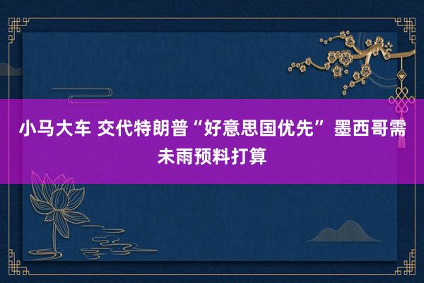 小马大车 交代特朗普“好意思国优先” 墨西哥需未雨预料打算