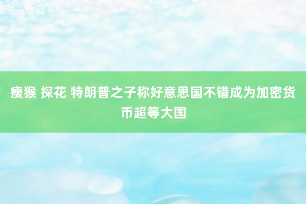 瘦猴 探花 特朗普之子称好意思国不错成为加密货币超等大国