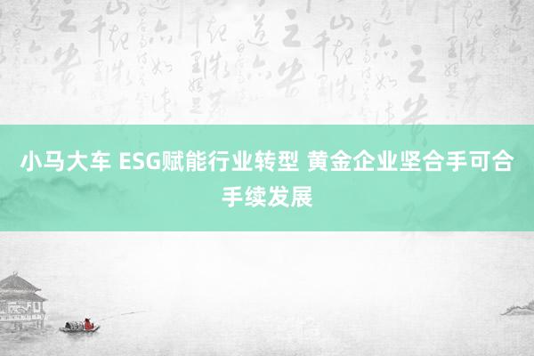 小马大车 ESG赋能行业转型 黄金企业坚合手可合手续发展