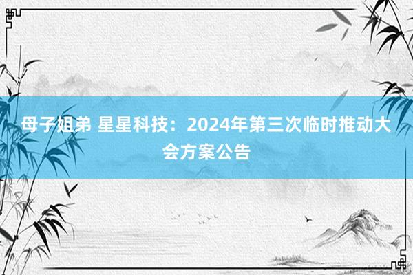 母子姐弟 星星科技：2024年第三次临时推动大会方案公告