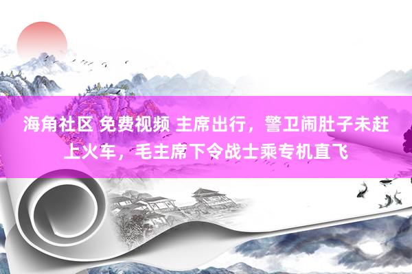 海角社区 免费视频 主席出行，警卫闹肚子未赶上火车，毛主席下令战士乘专机直飞