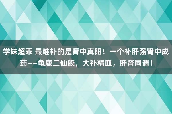 学妹超乖 最难补的是肾中真阳！一个补肝强肾中成药——龟鹿二仙胶，大补精血，肝肾同调！