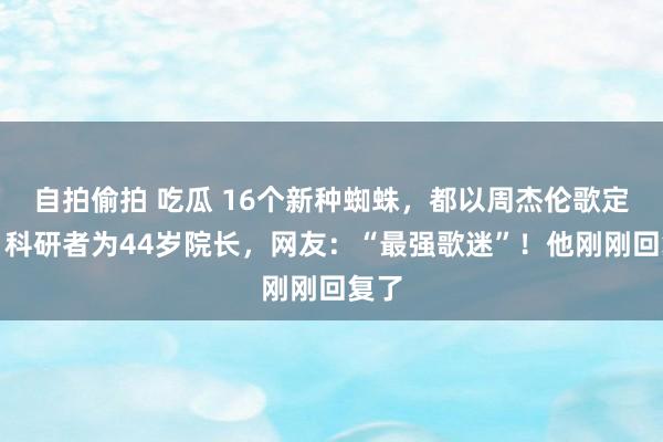 自拍偷拍 吃瓜 16个新种蜘蛛，都以周杰伦歌定名！科研者为44岁院长，网友：“最强歌迷”！他刚刚回复了